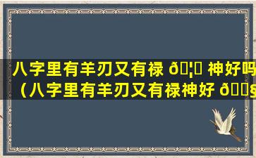 八字里有羊刃又有禄 🦈 神好吗（八字里有羊刃又有禄神好 🐧 吗女）